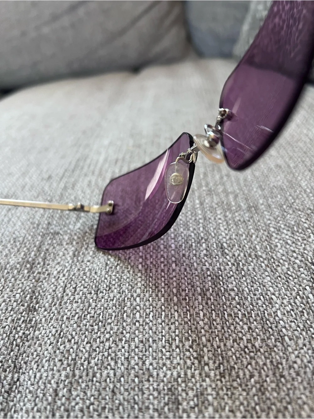 Chanel 4017 Vintage Rimless Purple Sunglasses with Silver Frame